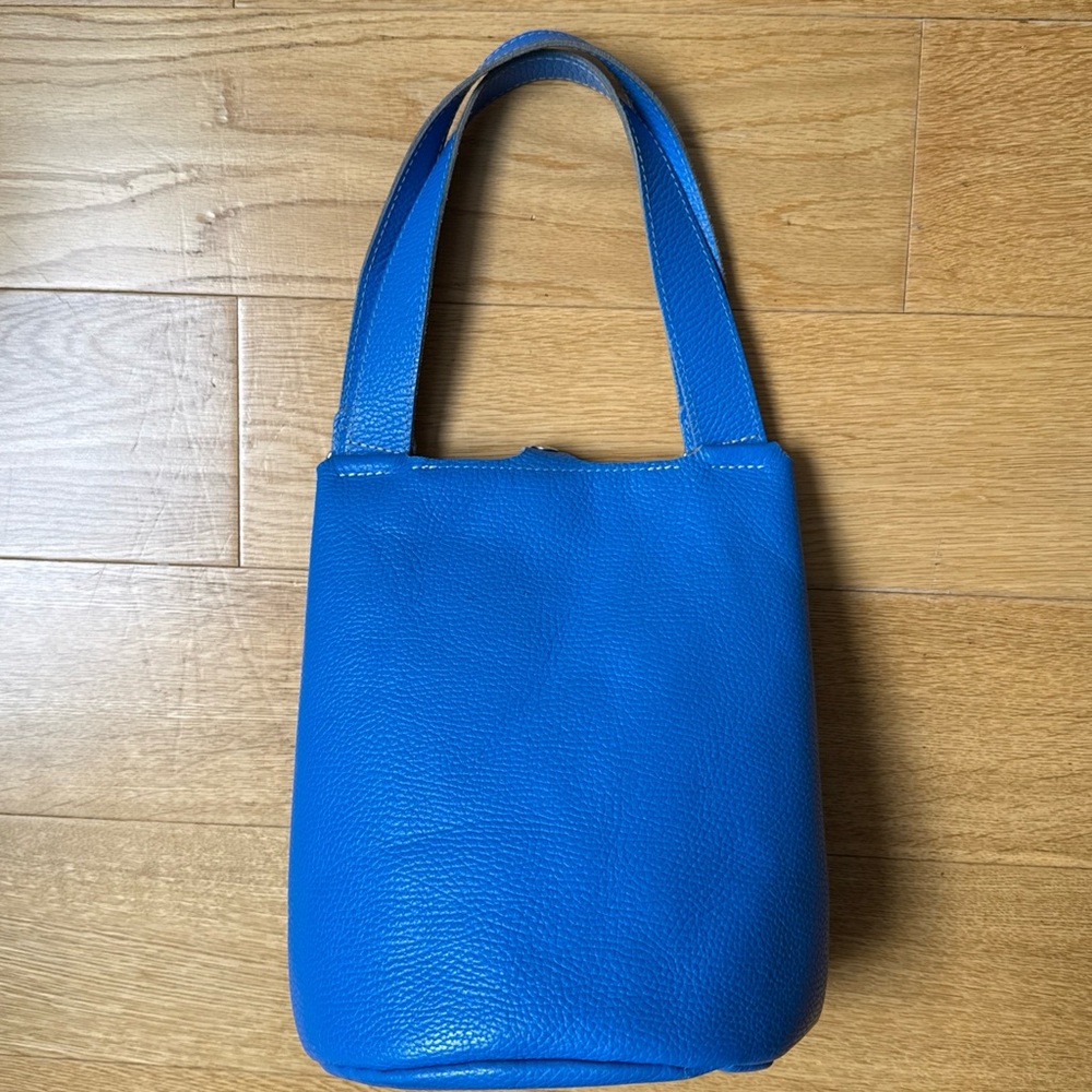 Japanese Handmade Blue Leather Mini Tote Bag